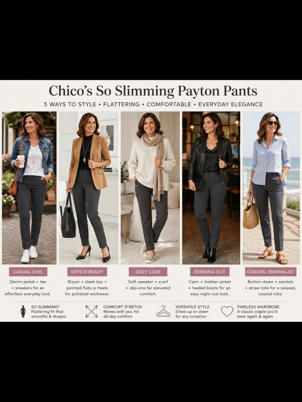 Chico’s So Slimming Payton Straight-Leg Pants – Heather Gray (Size 0 / 4)